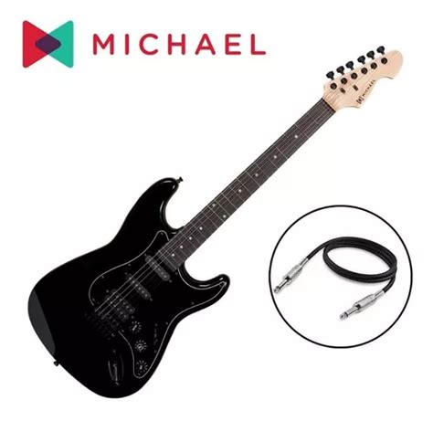 Guitarra Strato Michael Gm237n Metallic All Black Mx 7 Escorrega O Preço