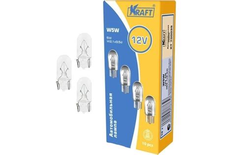 Лампа накаливания KRAFT W5W 12v5w W2.1x9.5d упаковка 10 шт. KT 700035 ...