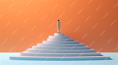 Premium Ai Image 3d Man Stepping Up To His Successful Goal On Top Of