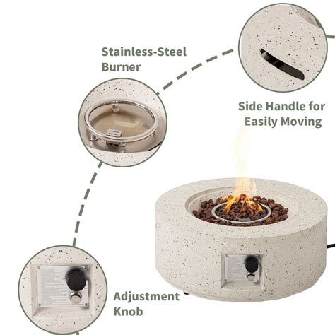 Cosiest Outdoor Patio Round Propane Firepit 40000btu 28 W X 28 D X