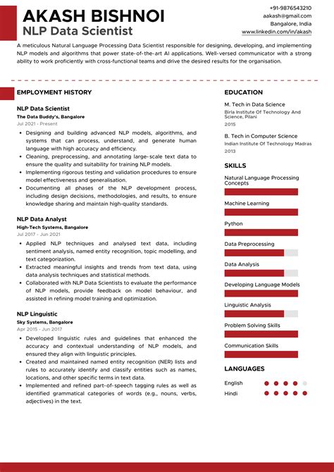 Sample Resume Of Nlp Data Scientist With Template And Writing Guide