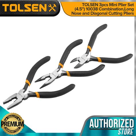 TOLSEN 3pcs Mini Plier Set 4 5 10038 Combination Long Nose And