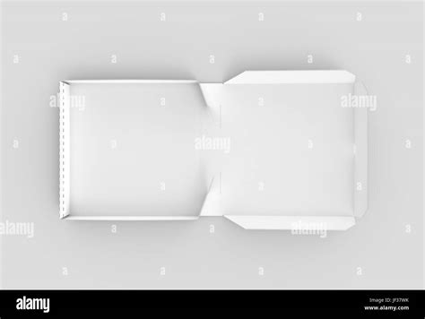 D Rendering White Blank Left Tilt Open Pizza Box Isolated Light Gray