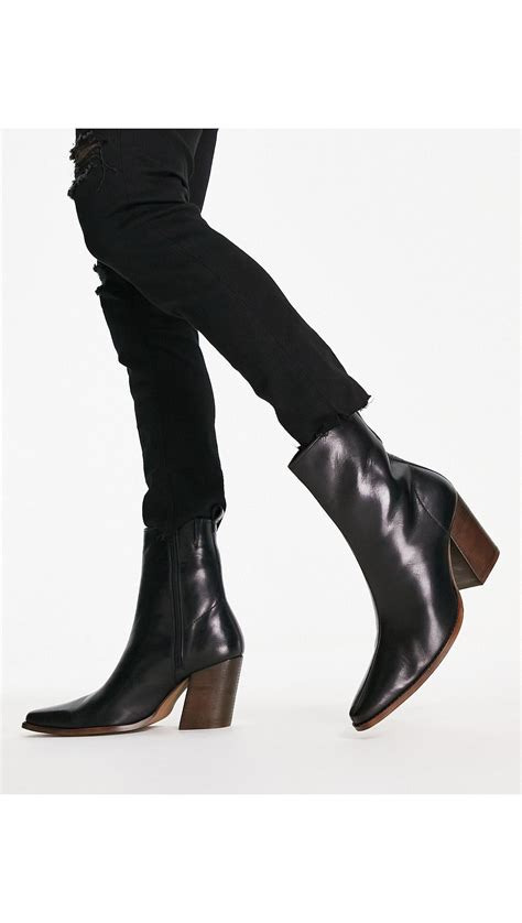 Asos Heeled Chelsea Boot With Angled Heel In Black For Men Lyst