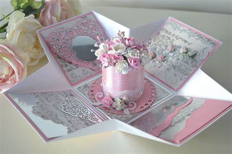 Explosion box card, Exploding box card, Pink cards, Happy Birthday cards, Card in a box, Girly ...