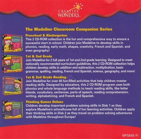 Madeline Thinking Games 1996 Box Cover Art Mobygames