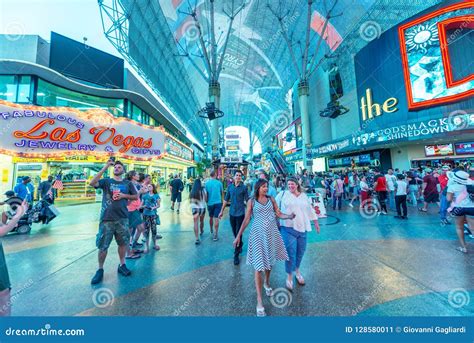 LAS VEGAS, NV - JUNE 29, 2018: Downtown Las Vegas Lights and Nightlife in Fremont Street. this ...