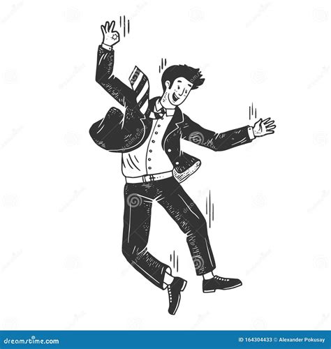 Optimistic Man Falling Sketch Vector Illustration Stock Vector