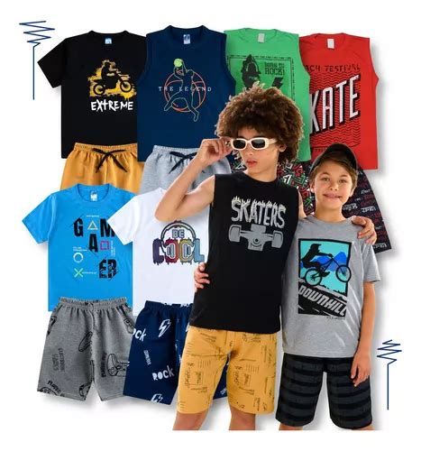 Kit 8 Conjuntos Infantil Juvenil Masculino Roupa Atacado Frete grátis