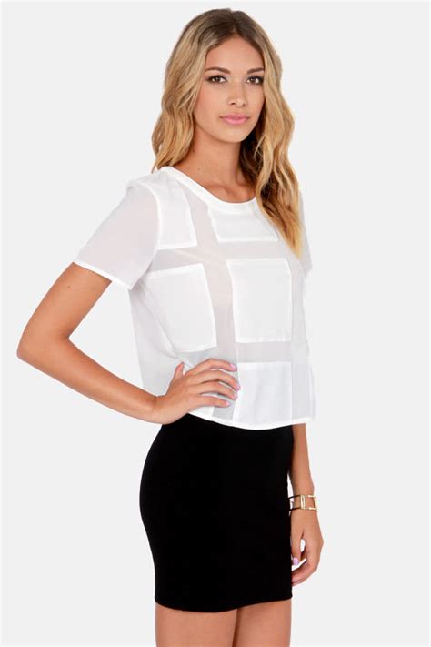 Sexy Ivory Top Short Sleeve Top Sheer Top 39 00 Lulus