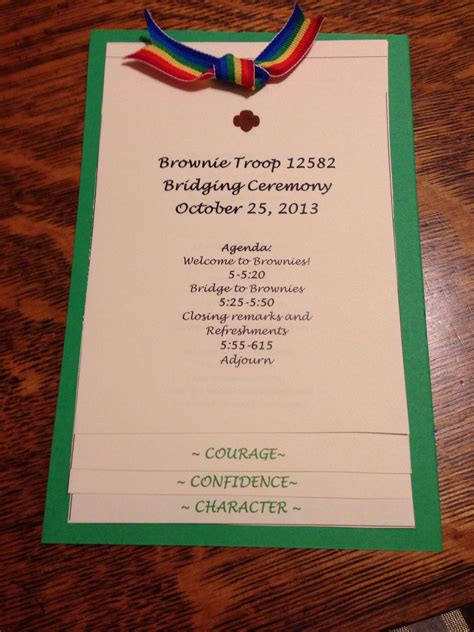 Brownie Bridging Ceremony Stacked Program Each Page With Girl Scout