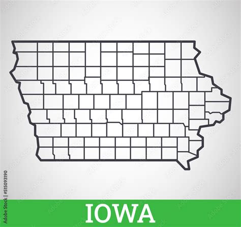 Simple outline map of Iowa, America. Vector graphic illustration. Stock ...