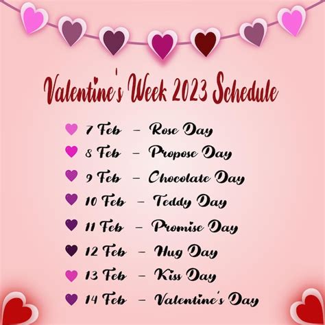 Premium Vector | Valentine's week list template