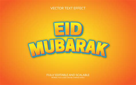 Eid Mubarak Conception Deffet De Texte Vectoriel Modifiable En 3d