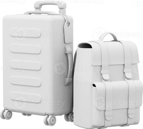 Travel Suitcase On Wheels And Travel Backpack White Color Png Icon On