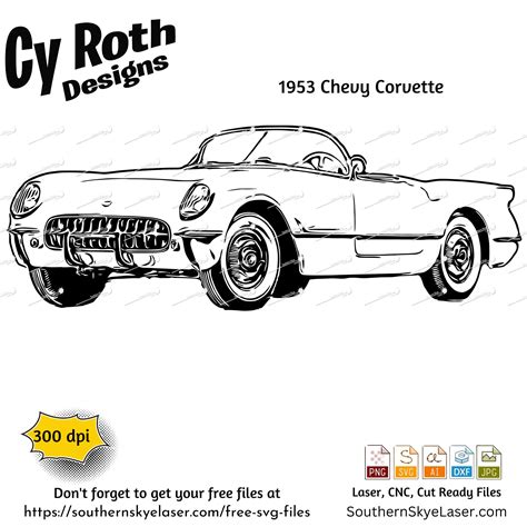 1953 Corvette Svg Png  Ai Dxf File Vintage Car Svg Chevrolet Svg