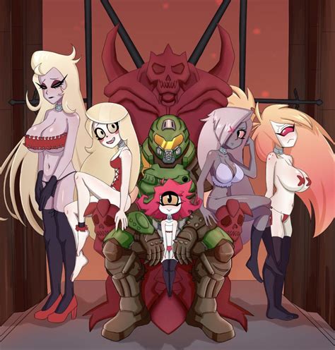 Rule 34 1boy 5girls Blush Charlie Morningstar Hazbin Hotel Cherri Bomb Crossover Dark