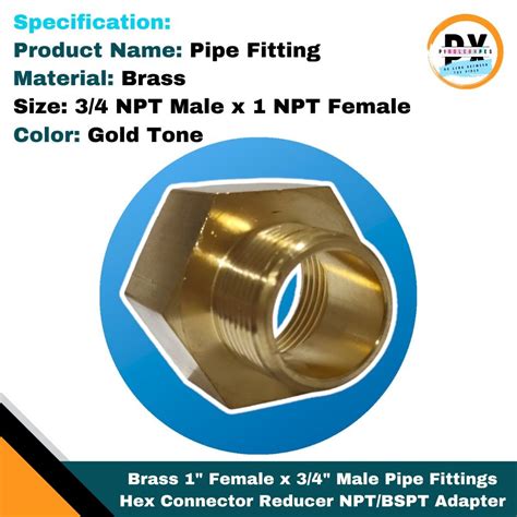 Brass 1 Female X 3 4 Male Pipe Fittings HEX Connector Reducer NPT