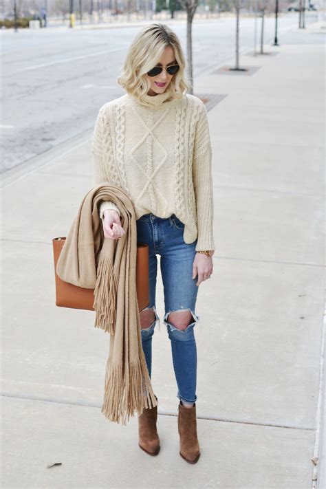 Neutral Jeans And Sweater Outfit Straight A Style Cream Sweater