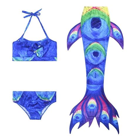 Unids Set Colores Nadar Cola De Sirena Con Monoaleta Flipper Bikini Ni Os Ni As Sirena