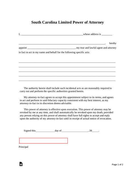 Free South Carolina Motor Vehicle Power Of Attorney Form Pdf Word