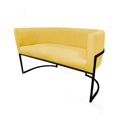 Namoradeira Luana Base Metálica Preta Suede Amarelo Vallisa Decor