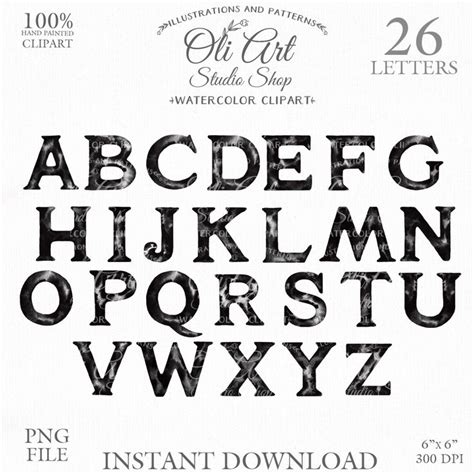 Alphabet Clip Art. Font clipart. Hand Drawn graphics. Design - Inspire ...