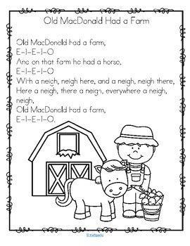 Old Macdonald Had A Farm Printable Lyrics