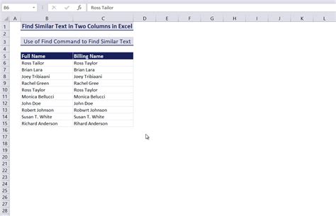 How To Find Similar Text In Two Columns In Excel