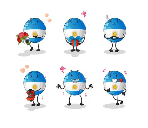 Premium Vector Argentina Flag Love Set Character Cartoon Mascot Vector