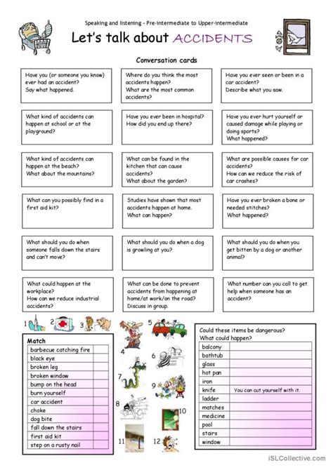 Lets Talk About Accidents General V English Esl Worksheets Pdf And Doc