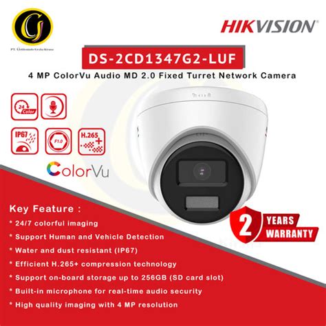 Jual Ds Cd G Luf Hikvision Ip Camera Mp Colorvu Turret Audio