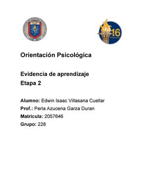 Eva Op Evidencia De Aprendizaje De Orientacion Psicologica