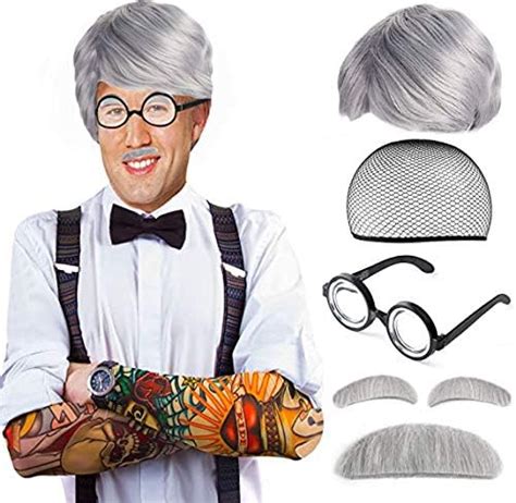 Beelittle Old Man Costume Mad Scientist Wig Set Albert