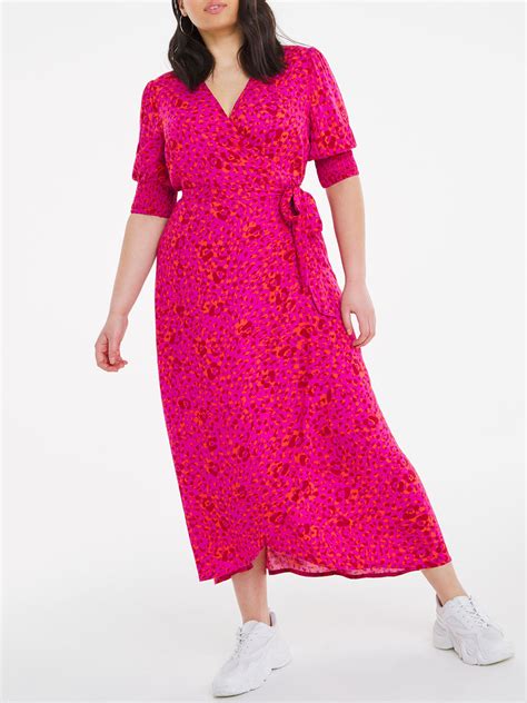 Plus Size Wholesale Clothing By Simply Be Pink Crinkle Wrap Midi