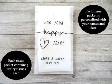 Happy Tears Tissue Packets Wedding Tissues Wedding Guests Etsy Uk