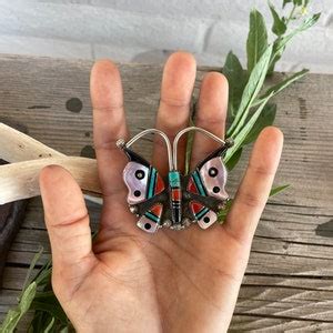 Elvira Kiyite Zuni Inlay Butterfly Pin Pendant Etsy