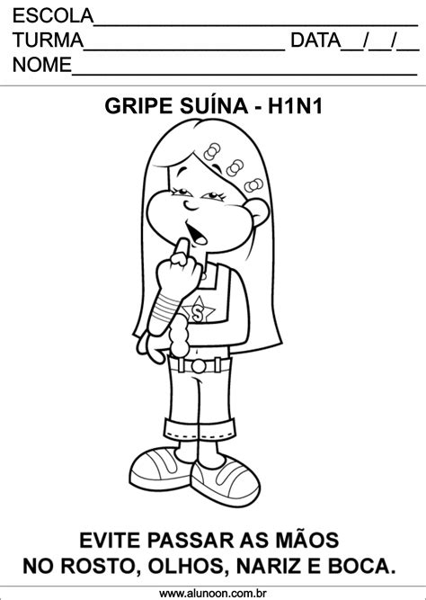 Desenho para colorir sobre a Gripe Suína Educação Infantil Educação