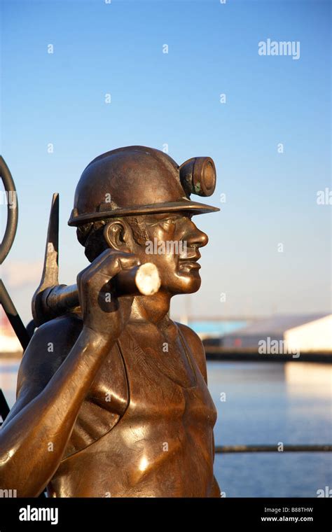 Statue Of Welsh Miner From Pit To Port By The Sculpture John Clinch