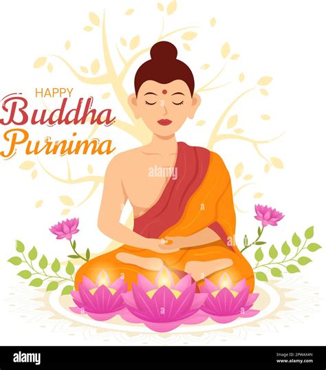 Feliz Buda Purnima Ilustración con el día de Vesak o el festival indio