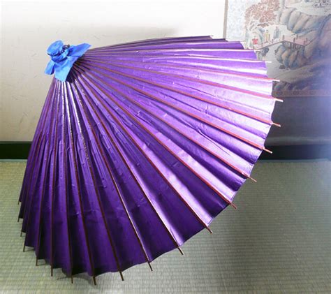 Used Japanese Traditional Paper Umbrella Bangasa Purple Ubb Threads