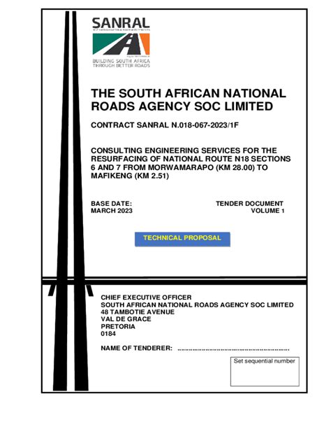 Fillable Online South African National Roads Agency Soc Limited Sanral