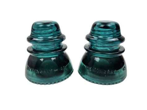 Blue Aqua Hemingray 42 Electrical Glass Insulator Made In Usa Set Of 2 Ebay