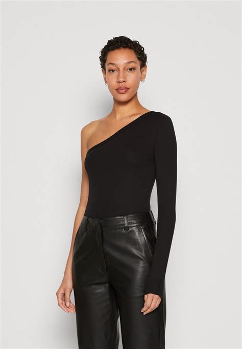 Calvin Klein Nova One Shoulder T Shirt à Manches Longues Black Noir