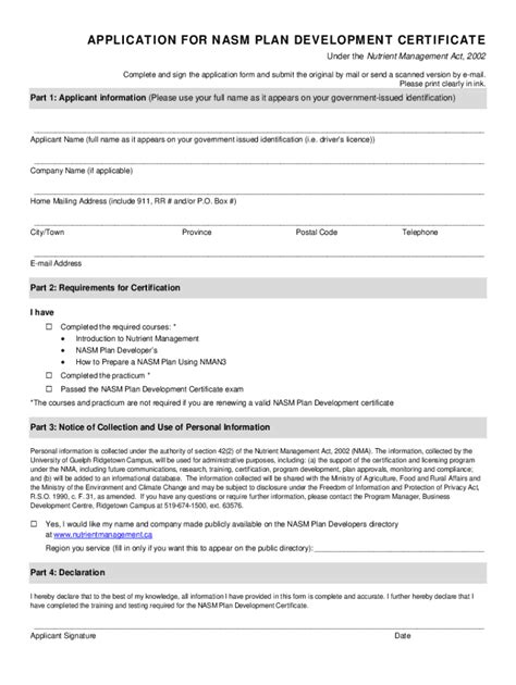 Fillable Online Application For NASM PLAN DEVELOPMENT CERTIFICATE Fax