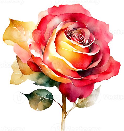 Pretty Watercolor Red Rose Flower Ai Generative 27164957 Png