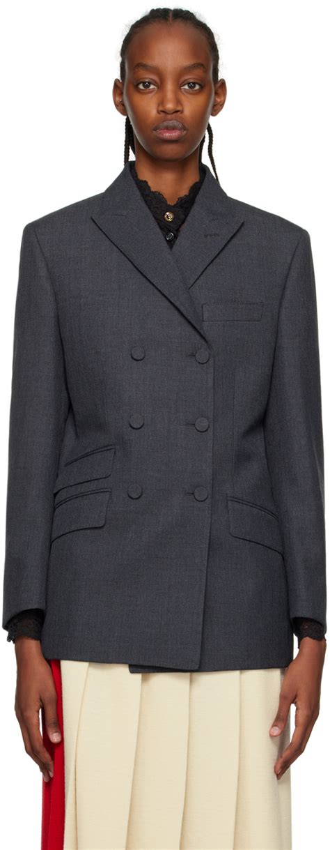 Gucci Gray Double Breasted Blazer SSENSE Canada