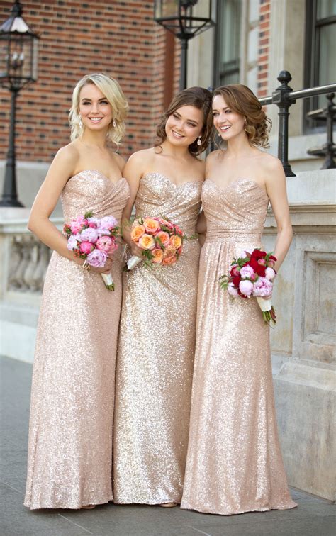 Sparkly Strapless Rose Gold Long Sequins Bridesmaid Dress On Storenvy