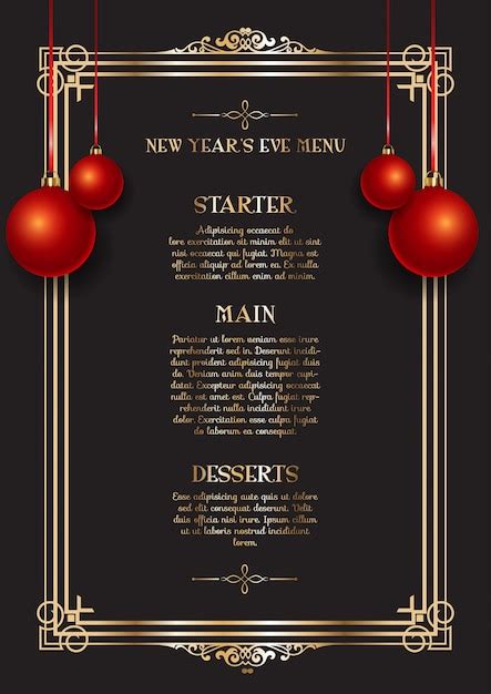 Free Vector Elegant New Years Eve Menu