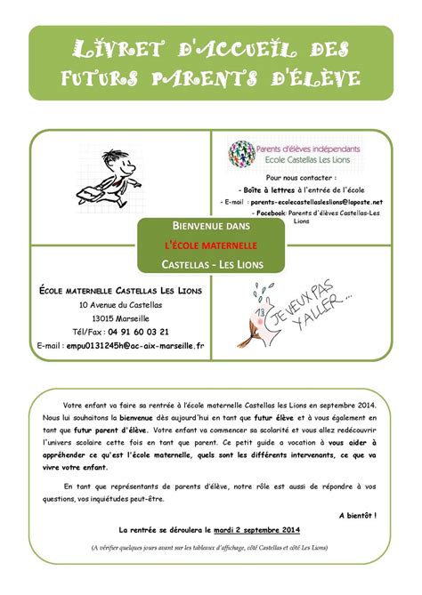 Calam O Livret D Accueil Pour Parents D L Ves De Maternelle